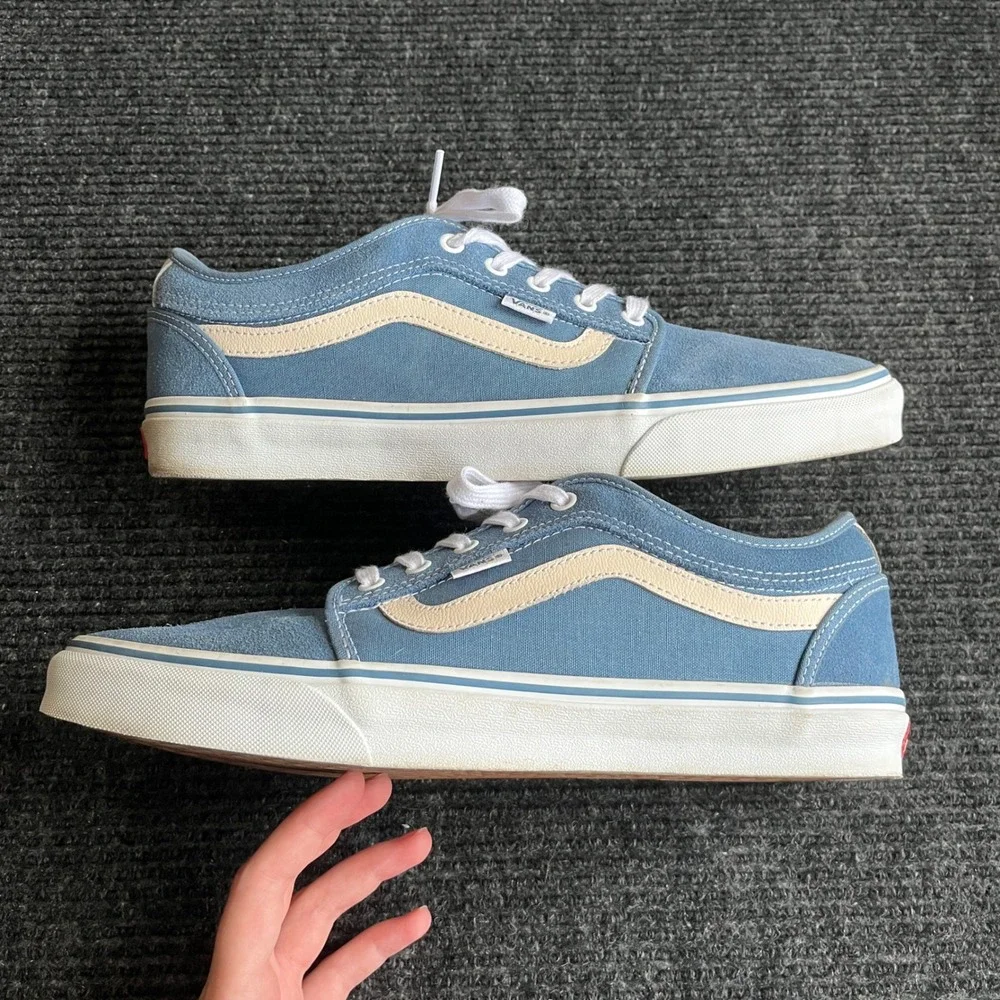 Vans Old Skool Skate Shoes Mens 13 Blue Suede Canvas Low Top popcush Sneakers